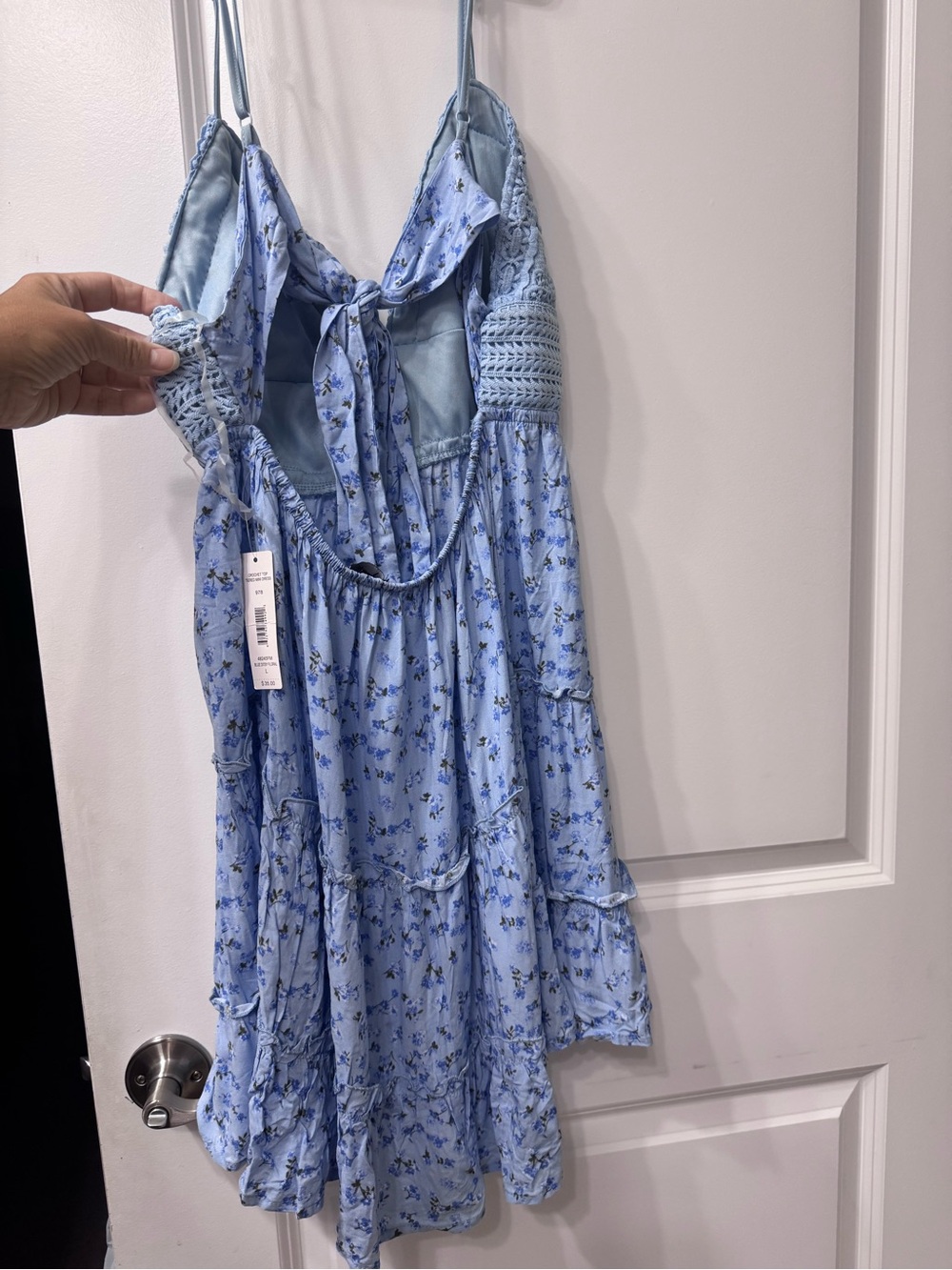 Justify Blue Floral Crochet Bodice Spaghetti Strap Sundress New - Picture 3 of 4
